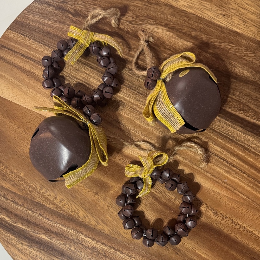 Brown and Gold Holiday Ornament Set